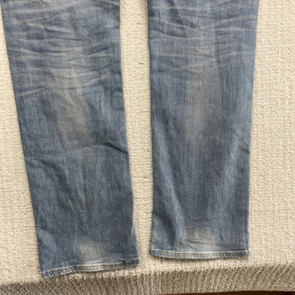 Y2K Guess Jeans Men's 36x32 Lincoln Slim Straight Light Blue Distressed Denim - Picture 13 of 13